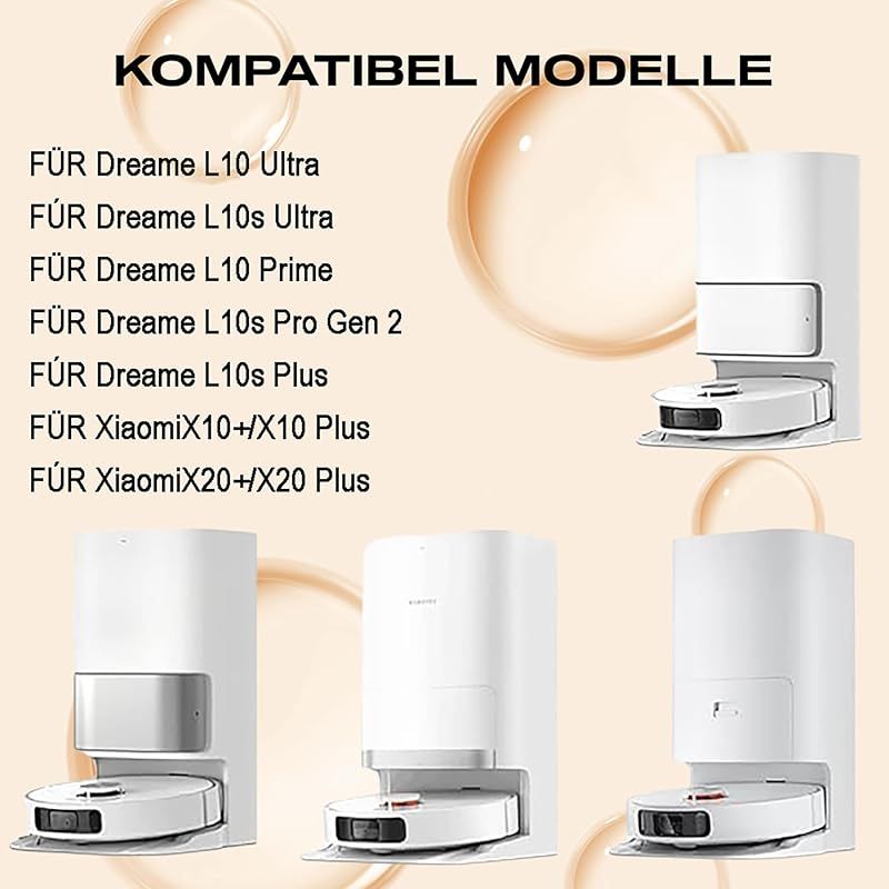 Zubehör Für Dreame L10s Ultra, L10 Prime, L10s Pro Gen 2/gen 3, L10s Plus, Xiaomi X20+: 1 Hauptbürste, 1 Hauptbürstenabdeckung, 6 Seitenbürsten, 4 Filter, 6 Wischpads