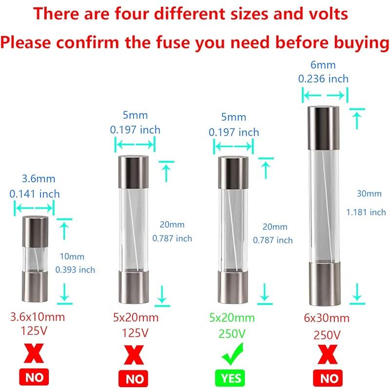 F5al250v 20 Stück 5x20mm Schnellschmelz-glassicherung 5a 250v 0,2x0,78 Zoll Zeitverzögerungssicherung (packung Mit 20 Stück)