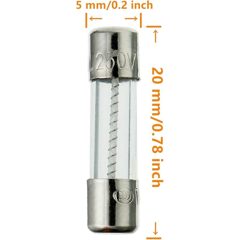T7al250v 20 Stück 5x20mm Träge Glassicherung 7a 250v 0,2 X 0,78 Zoll Träge Sicherung