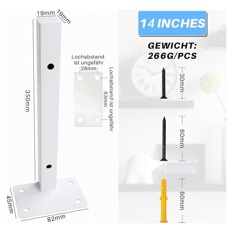 Stück 35 Cm Regalwinkel, Wandhalterungen, Robuste Eckwinkel, Industrielle Wandhalterungen, Retro-metallhalterungen Mit Schrauben, Weiß