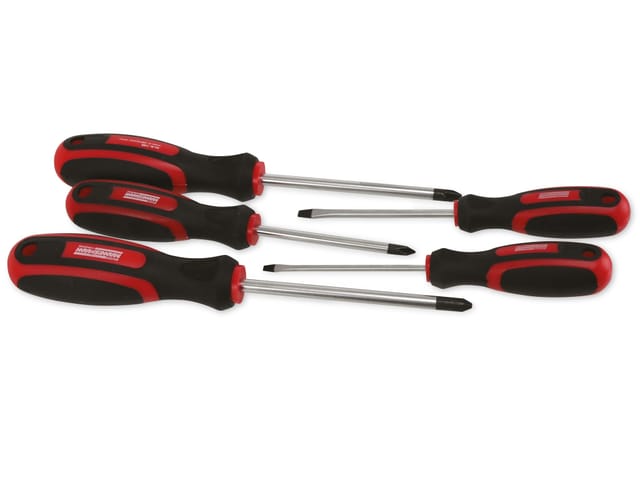 Brüder Mannesmann - Schraubendreher-Set Schlitz, Kreuzschlitz Phillips, Kreuzschlitz Pozidriv