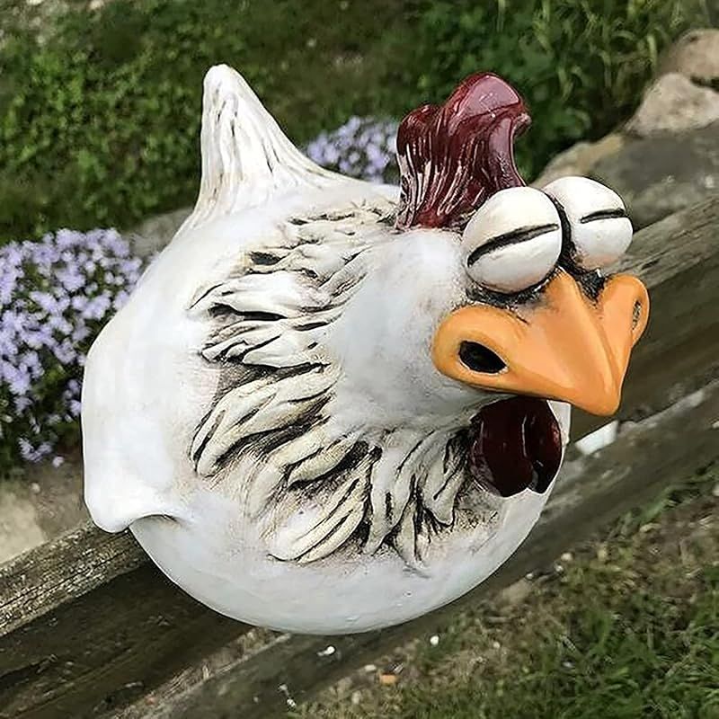 Hühnerförmige Gartendekoration - Gartendekoration - Für Den Außenbereich - Gartendekoration - Rasen, Pfosten - Huhn - Henne - Henne - Sitzgelegenheit Für Drinnen (c)