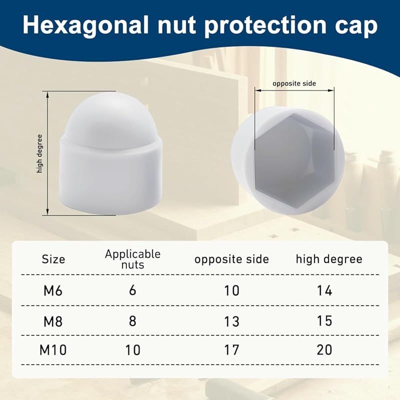 25 Pièces Cache Ecrou Blanc, Cache-écrous M6, Pour Clé De 10 Mm, Capuchons De Protection Plastique Cache Boulon Pour Recouvrir Les Écrous Et Les Têtes De Vis Hexagonales