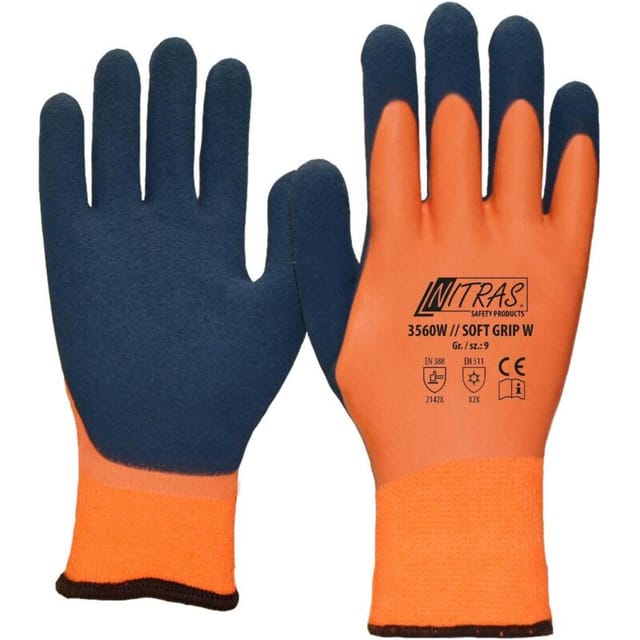 Nitras - 3560W-10 Kälteschutzhandschuhe soft grip w Größe 10 orange/dunkelblau en