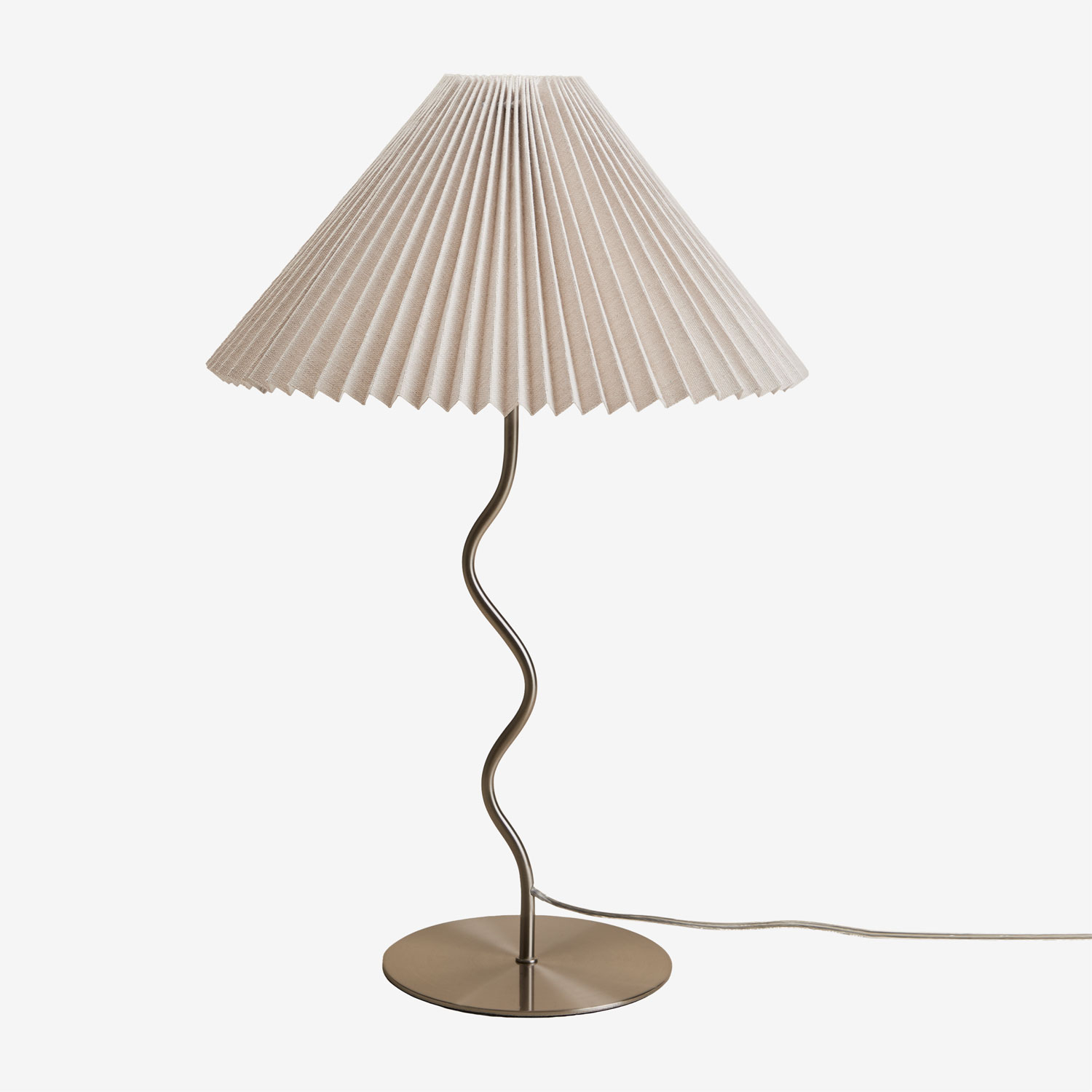 Sklum Siliema Tischlampe Aus Eisen Und Leinen Grau Nickel Gebürstet