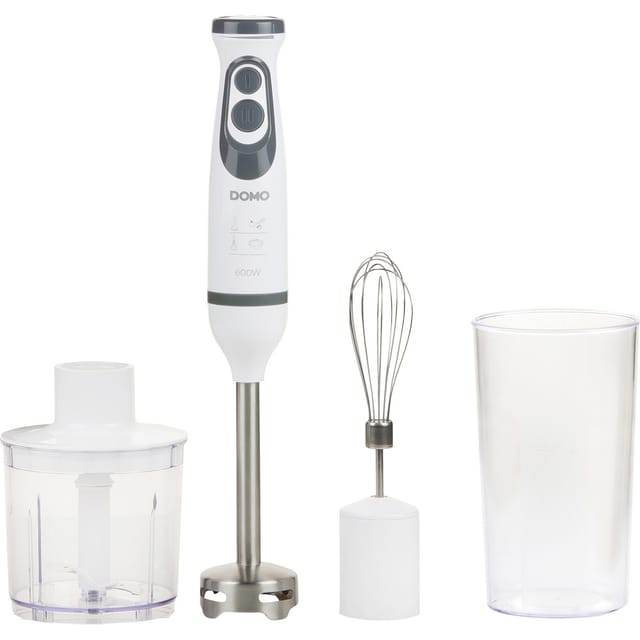 DOMO DO1089M Stabmixer 600 W mit Messbecher, Mixstab für Suppen, Schneebesenaufsatz, mit Zerkleinere