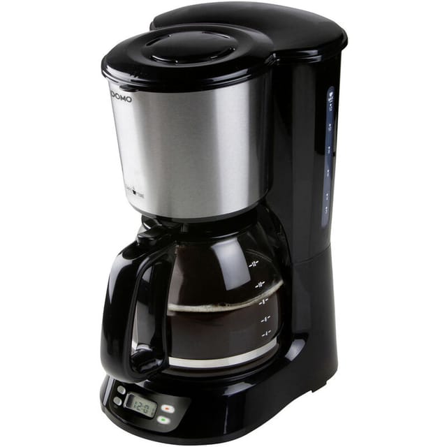 Domo - DO1065K Kaffeemaschine Schwarz, Edelstahl Fassungsvermögen Tassen=12 Display, Timerfunktion, g
