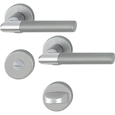Hoppe - Rosettengarnitur Lecce 1405/42KV/42KVS Aluminium F49/F9-2 rund sk/ol din links / rechts d/d
