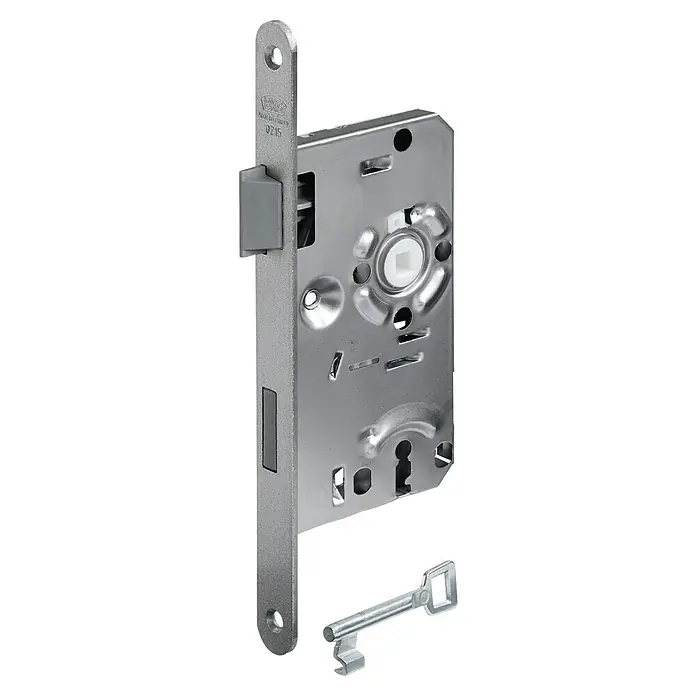Zimmertür-Einsteckschloss 0215 bb 20/ 55/72/8 mm din links silber abgerundet Klasse 1 Kunststoff