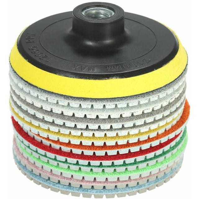 Diamant-Schleifscheibe 11 Stück 4 Zoll Diamant-Nass-Polierpads Schleifscheibe + 1 Stützteller für Granit Marmor Stein Keramik Fliesen Beton,
