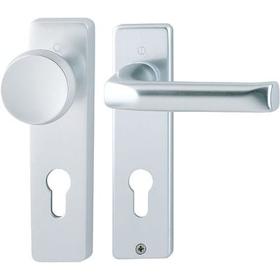 Hoppe - Kurzschildgarnitur London 54/227K/202KP/AP/113 Aluminium F1 pz eckig Wechselgarnitur