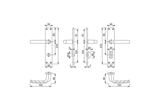 Hoppe - Langschildgarnitur Birmingham 1117/202SP Aluminium F1 sk/ol 78 mm din links / rechts