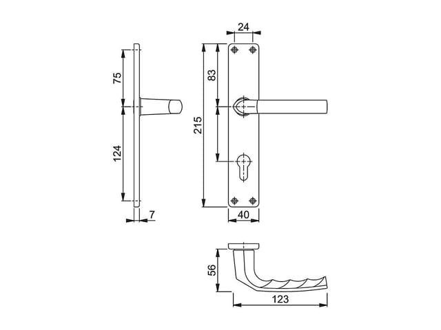 Hoppe - Langschildgarnitur Birmingham 1117/202SP Aluminium F2 pz 72 mm din links / rechts