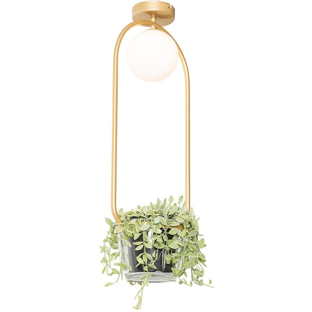 Art Deco Deckenlampe Gold mit weißem Glas - Isabella