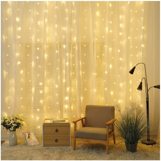 Leuchtender LED-Vorhang 2x2M Warmes Licht
