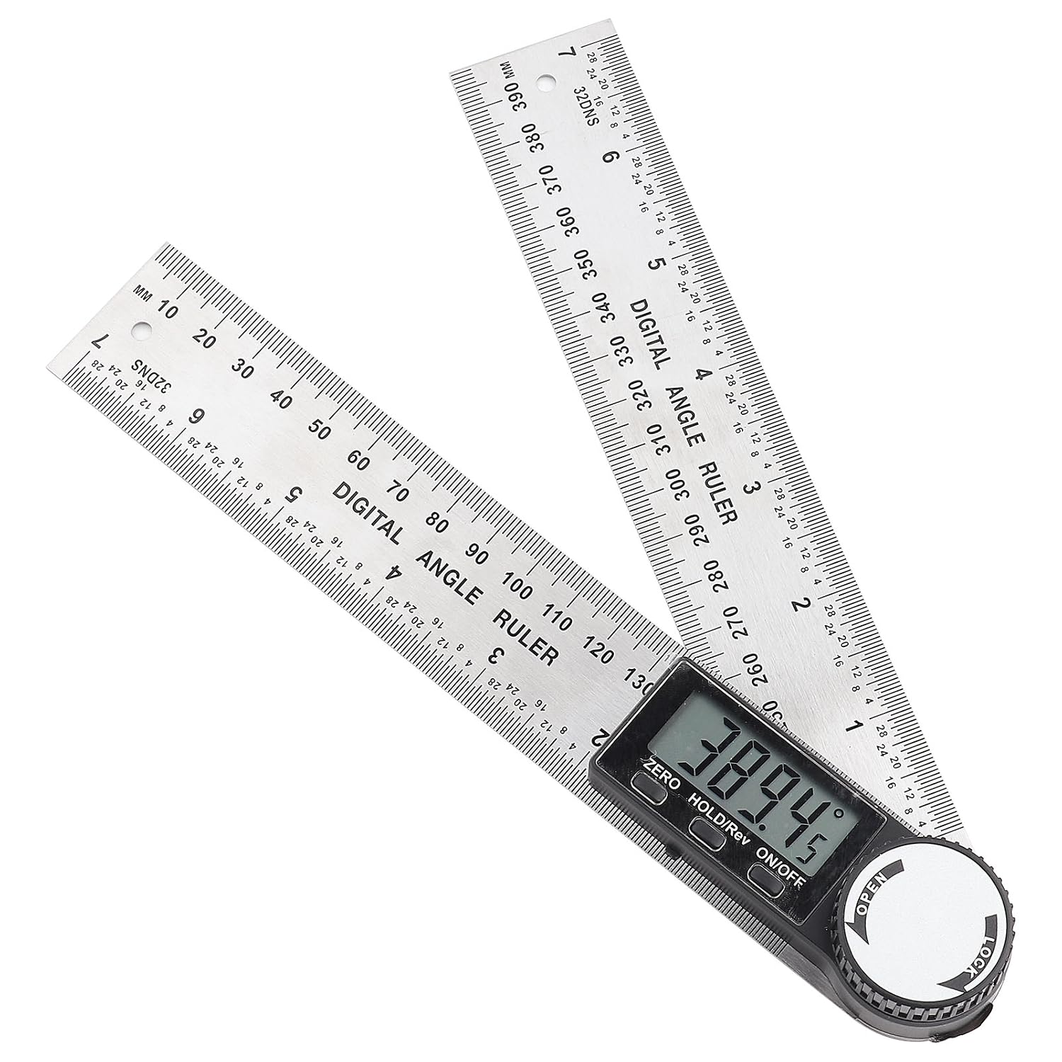 Fliti 2-in-1 Digitaler Winkelmesser Mit Halte-/rücklauffunktion, Nullpunktumkehr, 200 Mm Edelstahl-winkelmessgerät Mit Lcd-anzeige (mm/zoll) Für Holzbearbeitung Und Bauwesen
