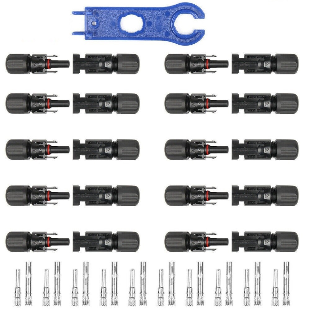 Fliti Packung Mit 10 Paar Mc4-solarpanel-steckverbindern - Wasserdicht - Hocheffizient - Stecker Und Buchse - Photovoltaik-komponenten - Kupplung Für Kraftwerke, Gärten Und Terrassen
