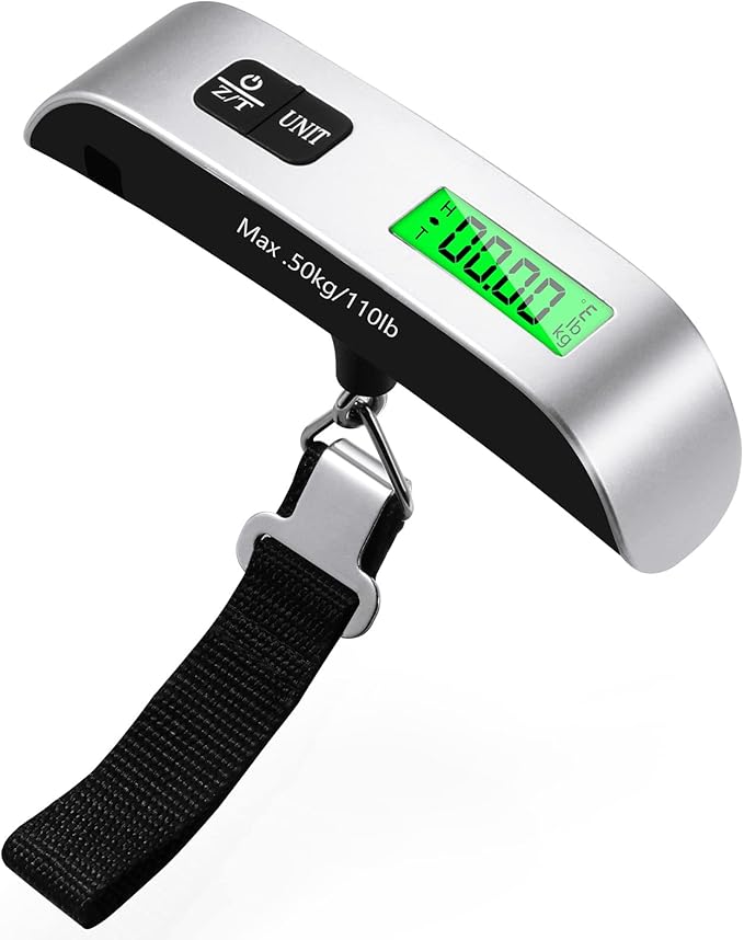 Fliti Tragbare Digitale Gepäckwaage, Reisekofferwaage Mit Tara-funktion, Max. Tragkraft 50 Kg/110 Lb Für Reisen