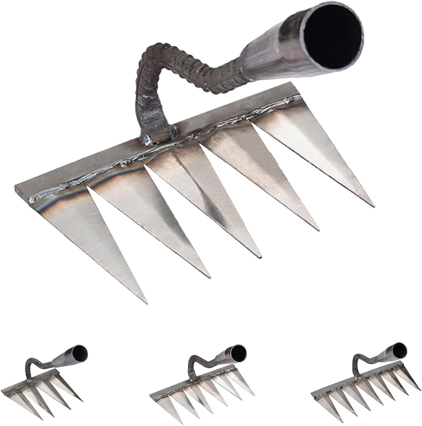 Fliti Gartenrechen 5-zinken-unkrautrechen Handrechen Aus Stahl Multifunktionaler Metall-gartenrechen Zum Jäten, Gärtnern Und Säen