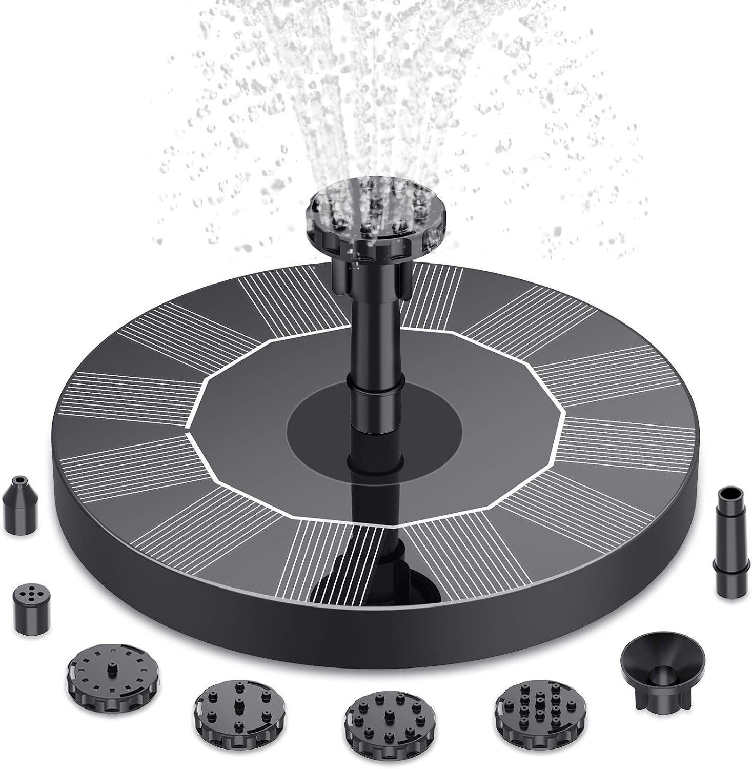 Fliti Schwimmende Solar-gartenbrunnenpumpe Mit 6 Düsen Für Vogeltränke, Aquarium, Gartenbrunnen (1,5 W)