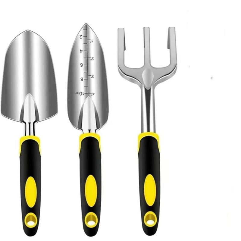 Fliti 3-teiliges, Robustes Gartenwerkzeugset Aus Aluminium, Bestehend Aus Pflanzkelle Und Handrechen, Ergonomischem, Rutschfestem Gummigriff
