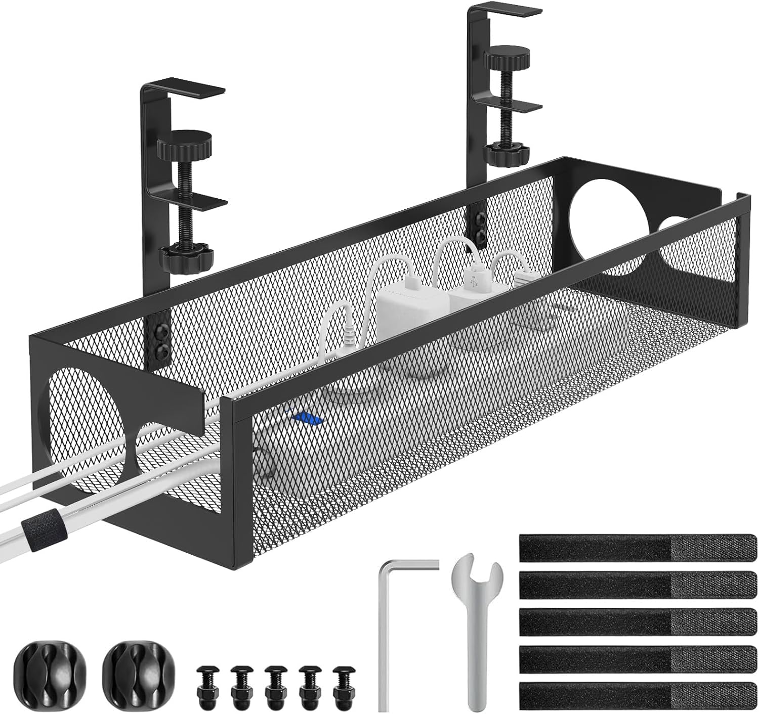 Fliti Kabelkanal Für Unter Den Schreibtisch, Kein Bohren Erforderlich, Keine Beschädigung Des Schreibtisches, Kabelkanal Aus Metallgitter Mit Clip, Kabelorganizer Für Unter Den Schreibtisch, Schwarz