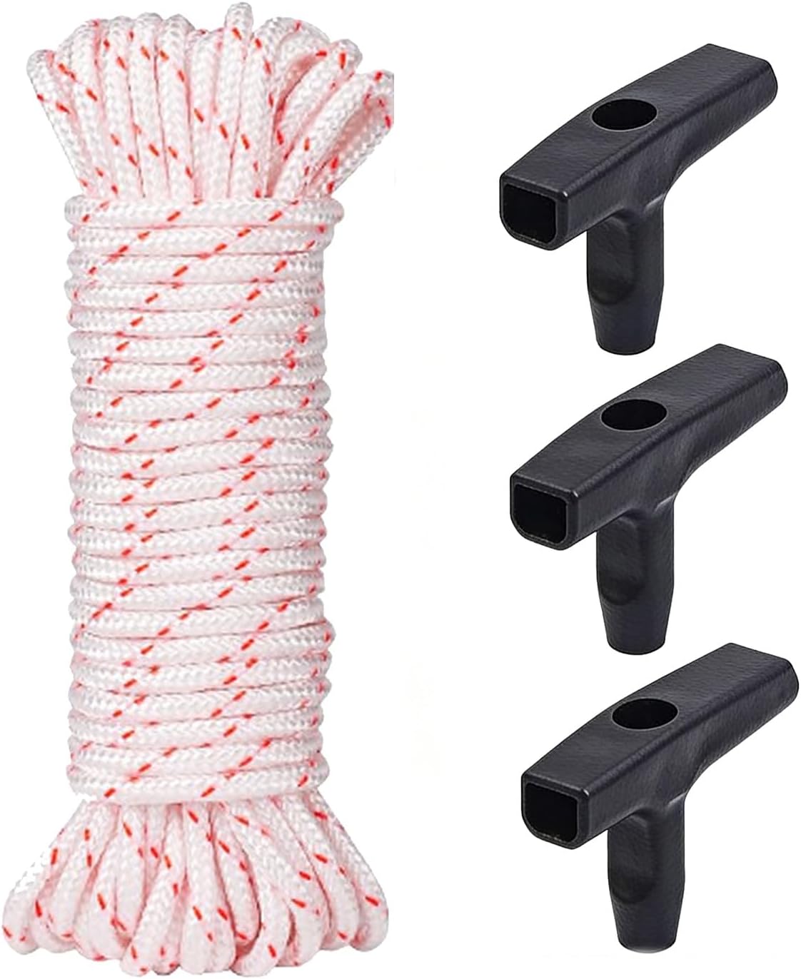 Fliti 3-teiliger Startergriff Mit 10 Meter Langem 3,0-mm-rückstoßstarterseil, Rasenmäherteile Für Rasenmäher, Kettensägen Und Freischneider, Einfache Montage