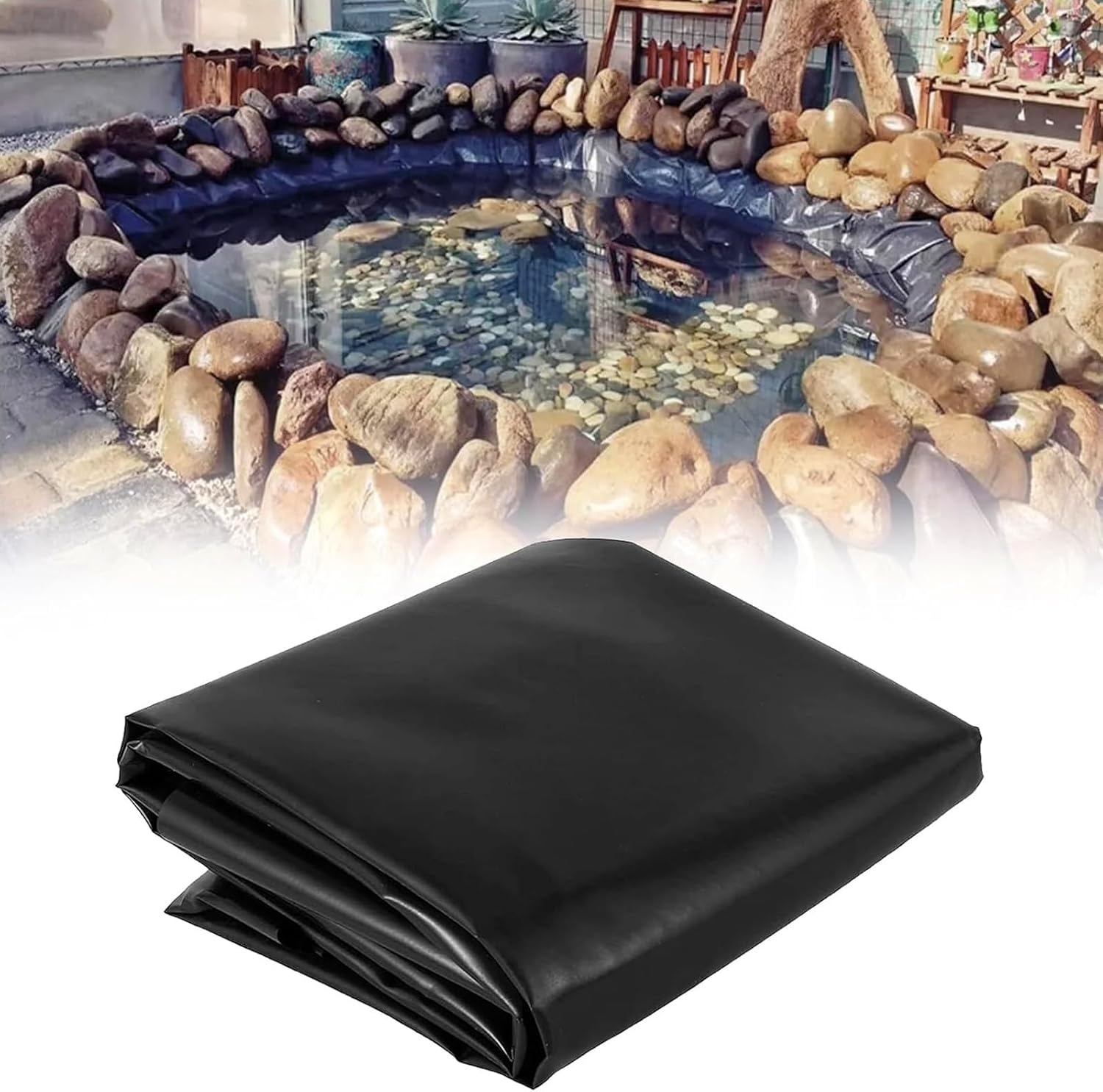 Fliti Schwarze Hdpe-teichfolie, 0,12 Mm Dick, Vorgeformt Und Wasserdicht, Ideal Für Springbrunnen, Wasserfälle Und Die Gartengestaltung (3 X 4 M). Uv-beständig Und Einfach Zu Verlegen.