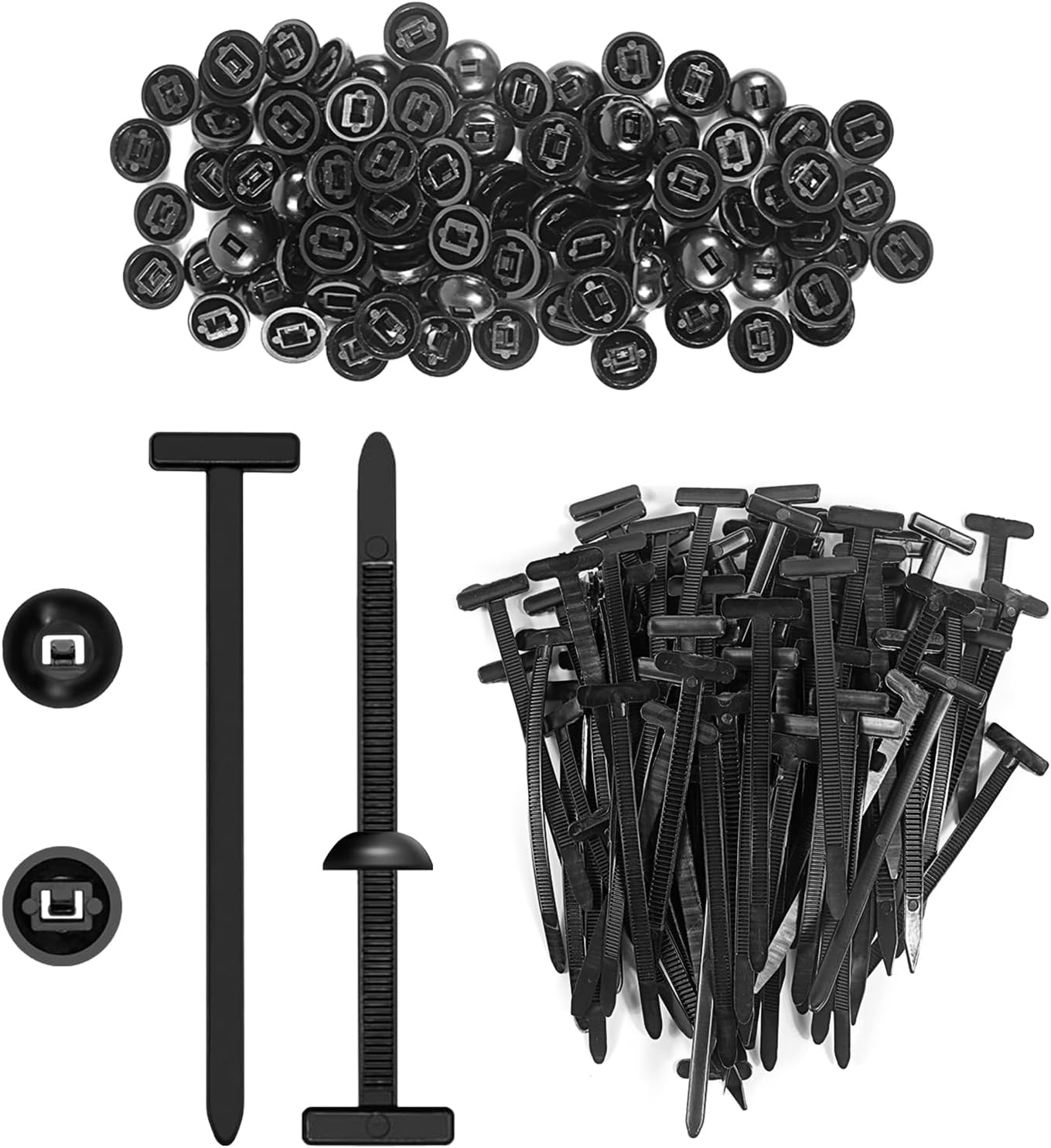Fliti Redamancy 100 Stück Universal-kabelbinder Aus Selbstsicherndem Nylon, Kabelbinder Mit Kunststoffnieten, Mehrzweck-kabelbinder Für Kfz-reparaturen, Schnellbefestigung