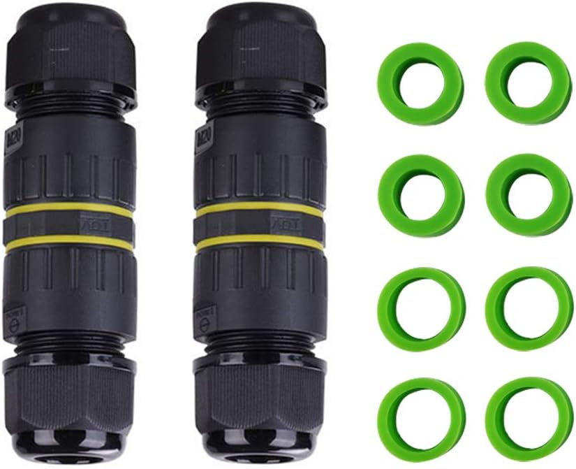 Fliti 2-teilige Wasserdichte Anschlussdose, Ip68-außenkabelverbinder, Wasserdichte Steckverbinder, 3-polige Anschlussdose Für Kabel Ø 5–12 Mm