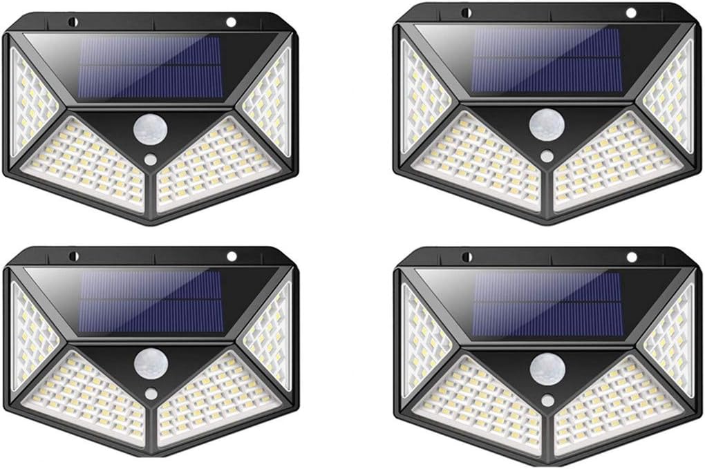 Fliti 100 Led Solar-gartenleuchten Für Den Außenbereich, 4er-set Wasserdichte 1800 Mah Solar-gartenleuchten Mit 270°-bewegungsmelder Für Den Garten