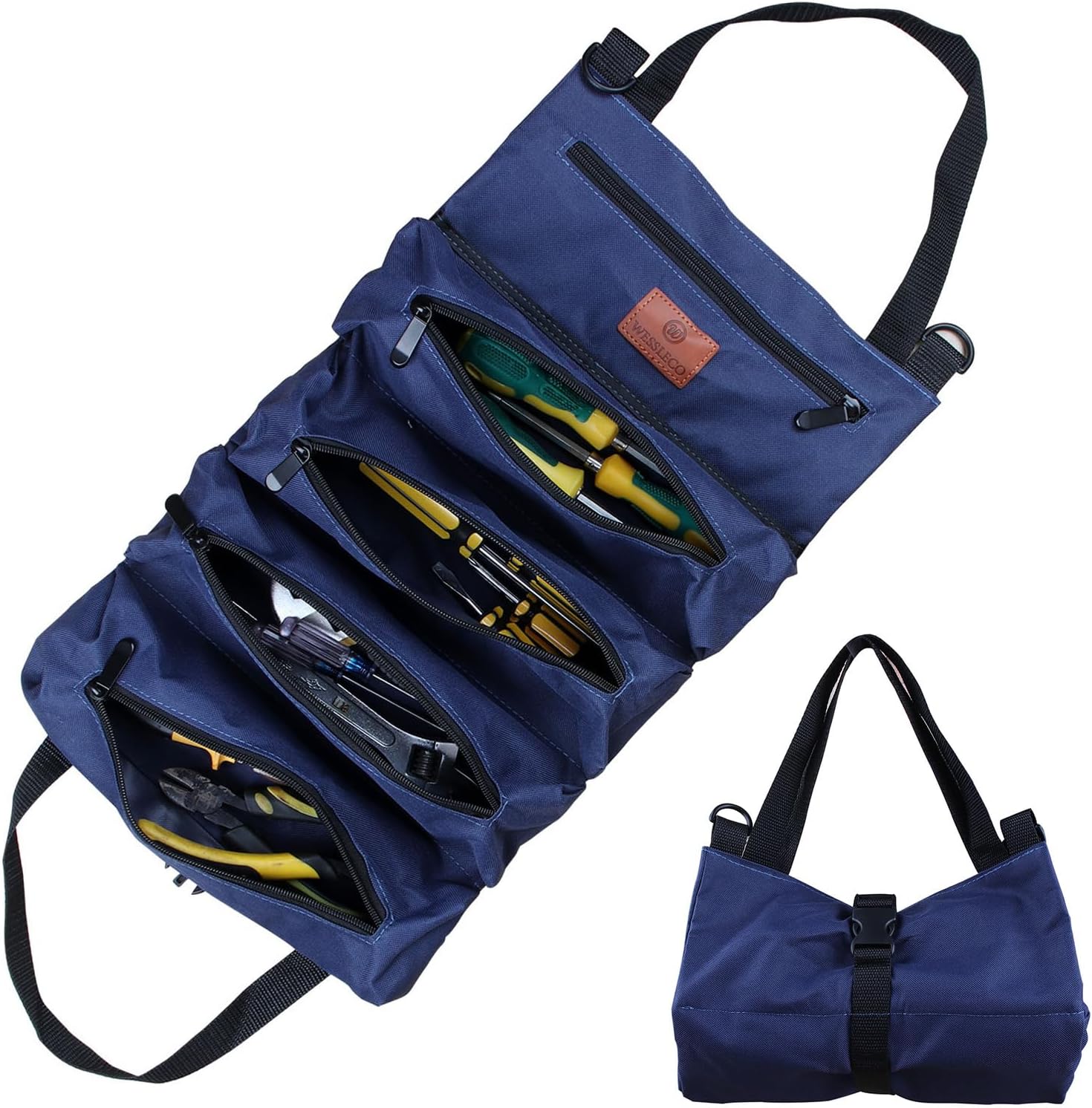Fliti Werkzeugtasche Mit Rollen, Werkzeugtasche Aus Segeltuch Für Schraubenschlüssel, Mehrzweck-rolltasche Mit 5 Reißverschlusstaschen, Ideal Für Klempner Und Elektriker