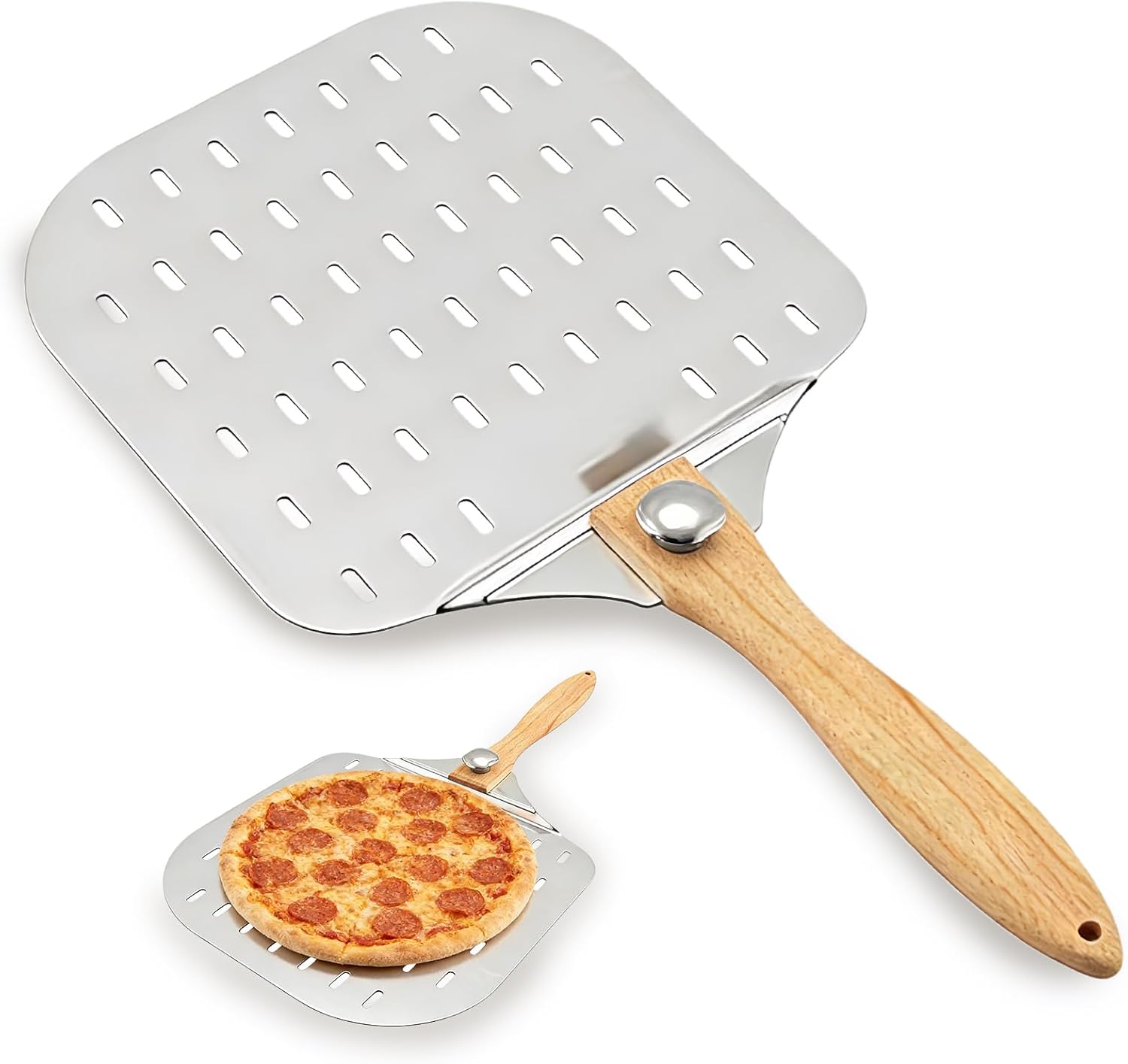 Fliti Pizzaschieber Aus Aluminium, 30 Cm (12 Zoll), Mit Klappbarem Holzgriff, Premium-pizzaschieber Zum Backen Von Hausgemachten Pizzen Und Handwerklich Hergestelltem Brot