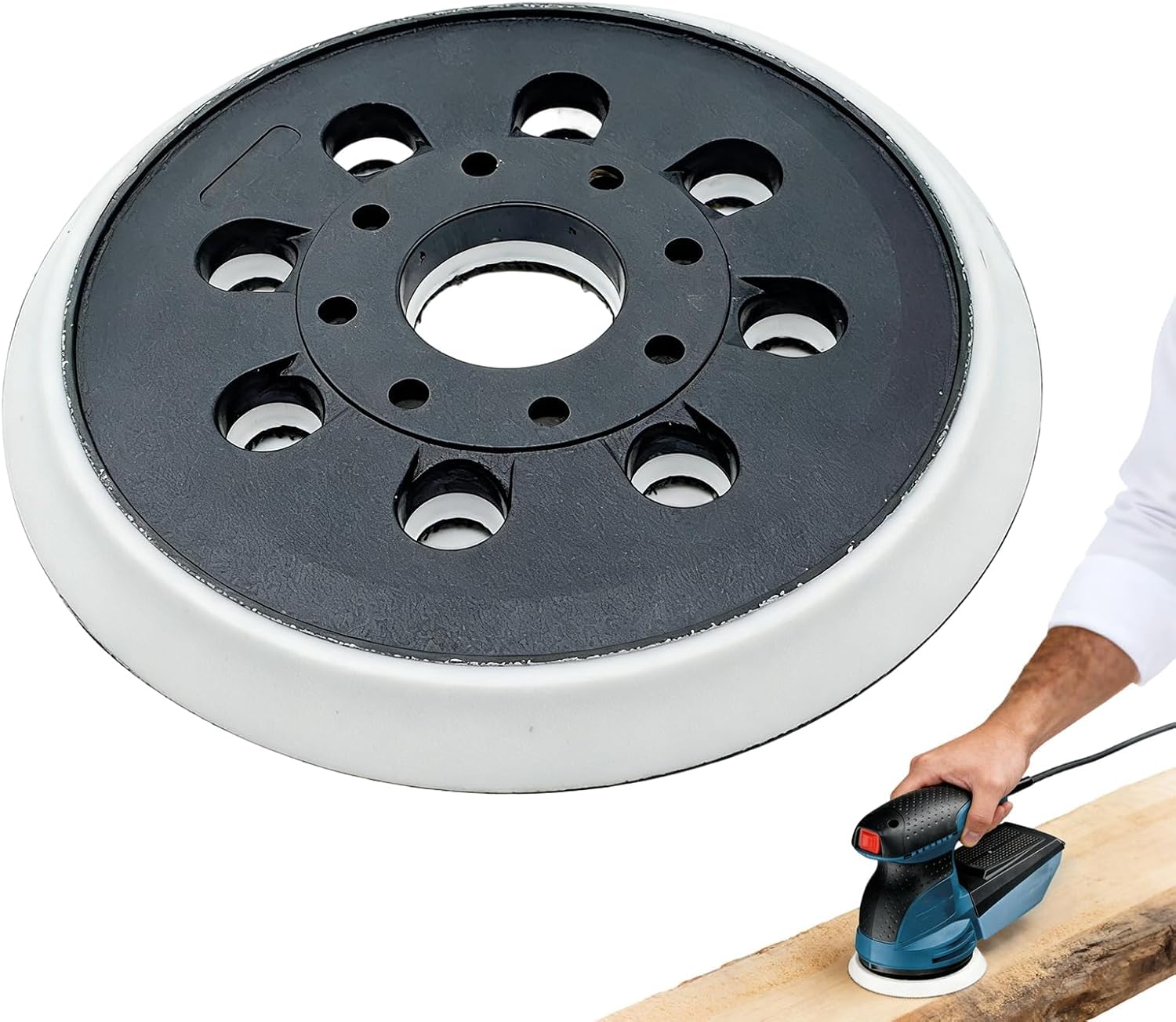 Fliti 125-mm-schleifteller Für Bosch Gex 125-1 Ae, Professioneller 125-mm-schleifteller, 8 Klettlöcher, Kompatibel Mit Bosch Pex 300 Ae Und Pex 400 Ae Exzenterschleifern
