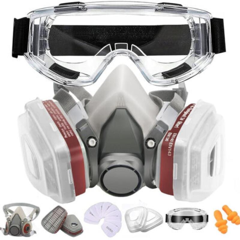Fliti Schutzmaske Mit A1p2-filter, Staub- Und Gasschutz, Mit Schutzbrille, Wiederverwendbare Atemschutzmaske Zum Lackieren, Schleifen Und Sprühen, Komplettset Mit Ersatzfiltern