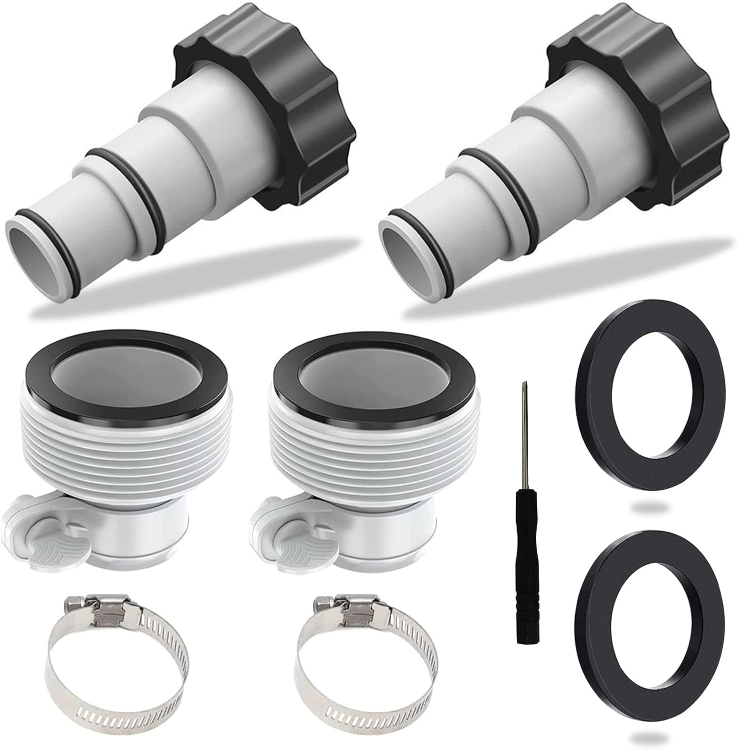 Fliti 2-teiliges Poolschlauchadapter-set, Poolschlauchadapter-set, Pumpenschlauchadapter, Pooladapter, Ersatzschlauchadapter, Ersatz-innengewindeadapter, Pooladapter