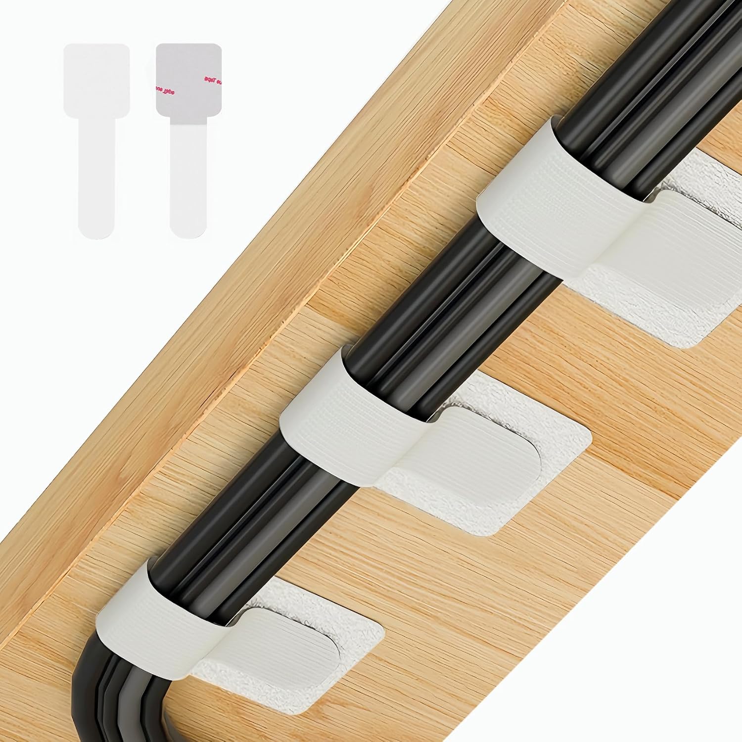 Fliti 50er-pack Selbstklebende Kabelmanagement-bänder Für Kabel Unter Dem Schreibtisch, Selbstklebend Mit Klettverschluss, Kabelorganisator Für Tv, Pc, Laptop, Ethernet, Büro, Weiß, Größe S