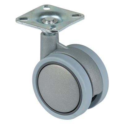 Bs-r Kunststoff-Doppelrolle ø 60 mm silbergrau, mit Platte