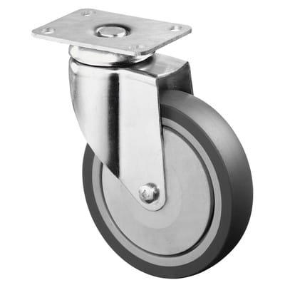 Bs Rollen - Lenkrolle Rad-Ø 125 mm Tragfähigkeit 100 kg mit Anschraubplatte Gummi grau