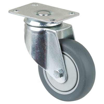 Bs Rollen - Lenkrolle Rad-Ø 100 mm Tragfähigkeit 80 kg mit Anschraubplatte Gummi grau