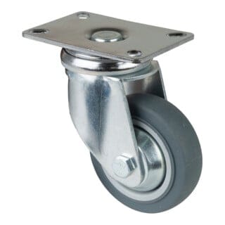 Bs Rollen - Lenkrolle Rad-Ø 80 mm Tragfähigkeit 80 kg mit Anschraubplatte Gummi grau