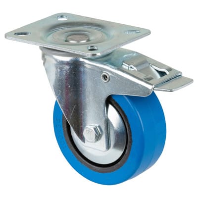 Lenkrolle Pl.Fest.100mm Elastikrad blau - Bs Rollen