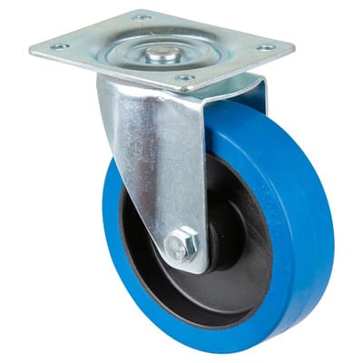 Lenkrolle 160mm,Pl. Elast.Rad,bl,für300kg - Bs Rollen