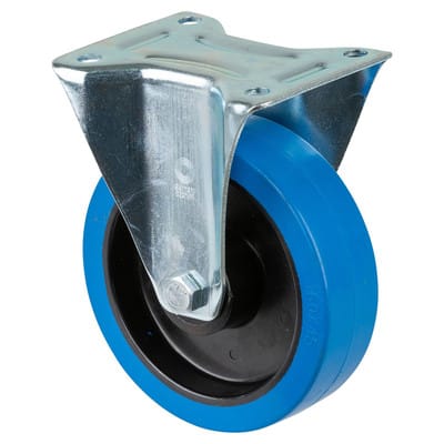 Bockrolle 160mm,Pl. Elast.Rad,bl,für300kg - Bs Rollen