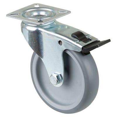 Lenkrolle fest 100mm Stahlbl verz Gummirad 6,3 - Bs Rollen