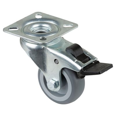 Lenkrolle fest 50mm Stahlbl verz Gummirad 6,3 - Bs Rollen