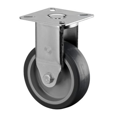 Bockrolle 75mm Lg.G Stahlbl verz. Gummirad - Bs Rollen