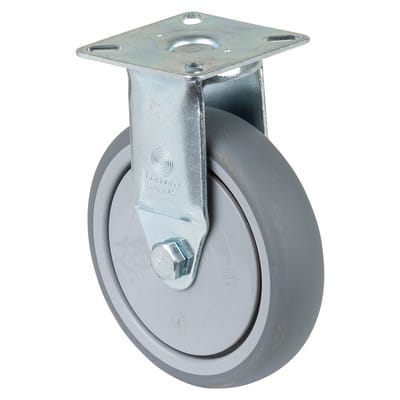 BS-R Bockrolle 100 mm, Gummirad grau, Kugellager, Platte, Tragkraft 70kg