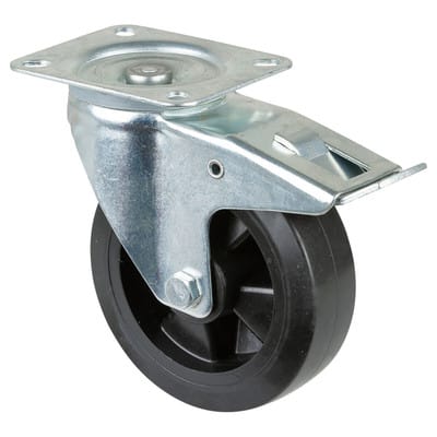 Lenkrolle mit Totalfeststeller und Anschraubplatte Vollgummi 160 mm 250 kg - L420.B60.160 - Bs Rollen
