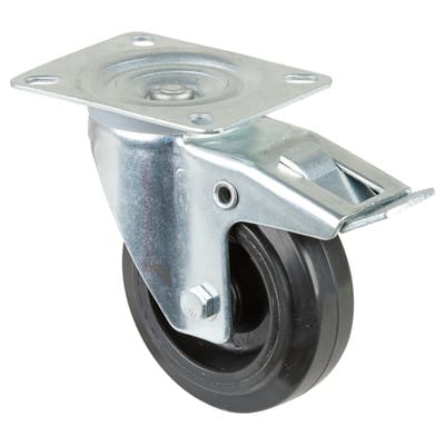 Bs Rollen - Lenkrolle mit Totalfeststeller Rad-Ø 100 mm Tragfähigkeit 140 kg mit Totalfeststeller Elastikgummi 104x80mm